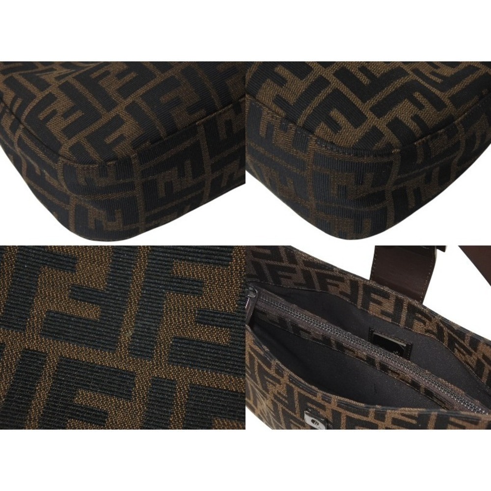 FENDI Mamma Bucket Hobo One Shoulder Hobo Bag Zucca Canvas Leather Brown - Picture 7 of 8